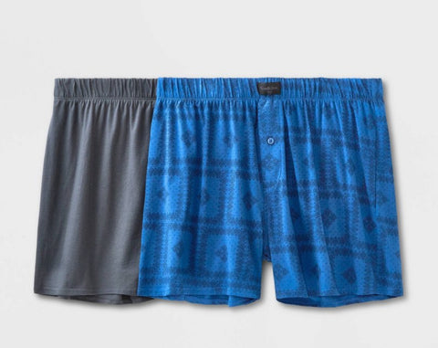 Men's Bandana Print Knit Boxer 2pk - Goodfellow & Co™ Blue L