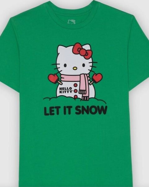 Hello Kitty_Men's Let It Snow Short Sleeve Graphic T-Shirt - Green Large