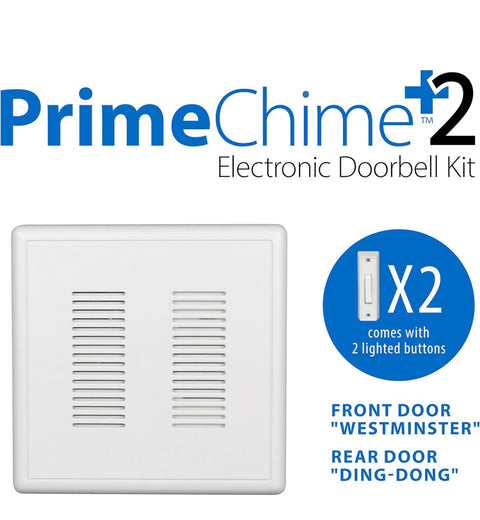 NICOR Lighting PRCP2 PrimeChime Plus 2 Door Bell Kit, White