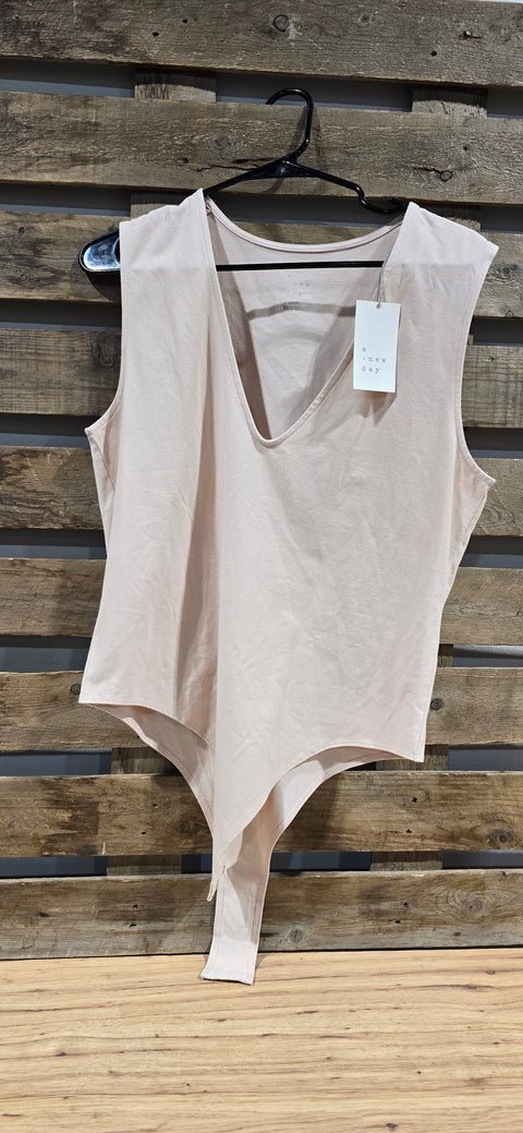 Women's V-Neck Bodysuit - a New Day"" Beige XL