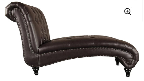 Abbyson Living Tufted Leather Chaise, Brown