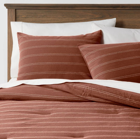 King Simple Woven Stripe Comforter & Sham Set Cognac - Threshold