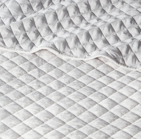 King Luxe Diamond Stitch Velvet Quilt Light Gray - Threshold