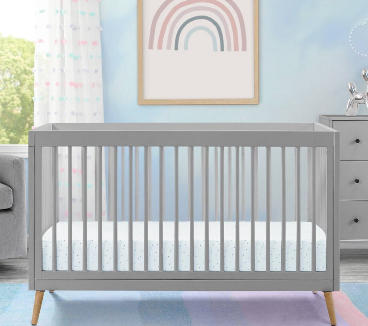 Delta Children Jordan 4-in-1 Convertible Crib - Gray – Blue Spruce ...