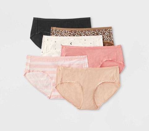 Women's 6pc Hipster Underwear - Auden™ Print Mix -Small