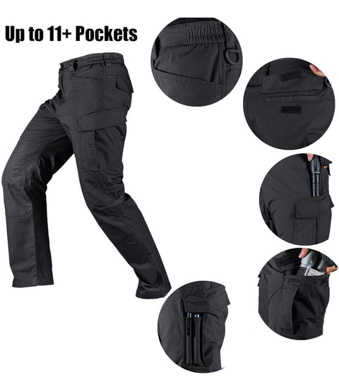 FREE SOLDIER Men's Water Resistant Pants Relaxed Fit Tactical Cargo Work Pants with Multi Pocket - Size 36W/32L