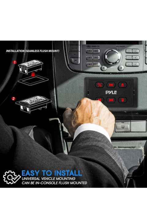 Amazon - Pyle Car Wireless Bluetooth Audio Controller - Bluetooth Media Button IPX6 Waterproof