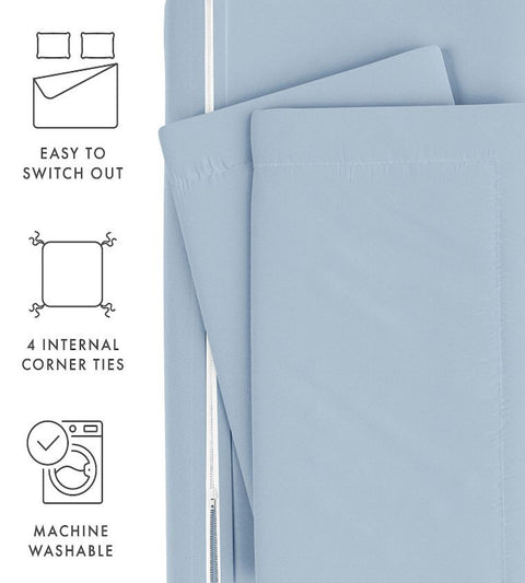 Mandarin Home Collection 100% Bamboo Duvet Cover - Sky Blue - Queen