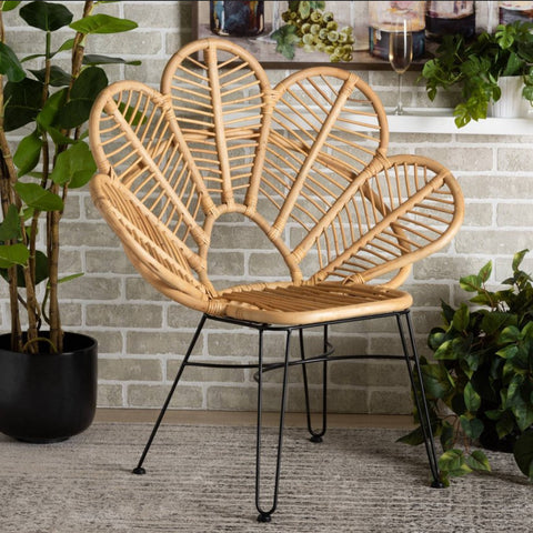 Target Furniture - Garan Rattan and Metal Accent Chair Natural/ Black - bali & pari