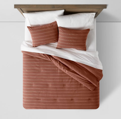 King Simple Woven Stripe Comforter & Sham Set Cognac - Threshold