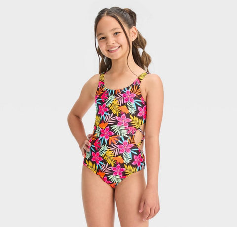 Girls' Cowabunga Floral One Piece Swimsuit - Cat & Jack™ S