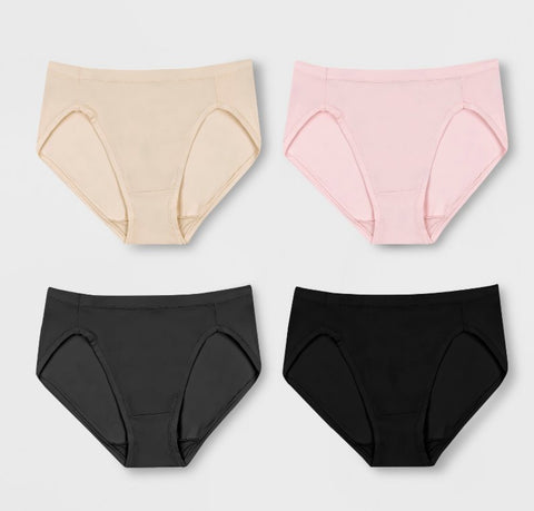 Hanes Premium Women's 4pk Bikini
Underwear Briefs - Beige/Pink/Black XXL