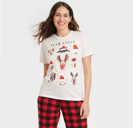 Women's Team Santa Graphic Short Sleeve T-Shirt - Off-White XXL