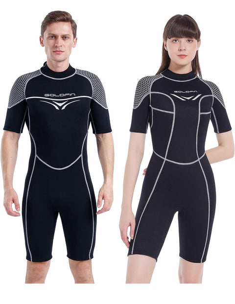 Wetsuit Shorty Women Men, 3mm Neoprene Diving Thermal Suit for Surfing Diving Swimsuits Back Zip for Water Sports - Size XS