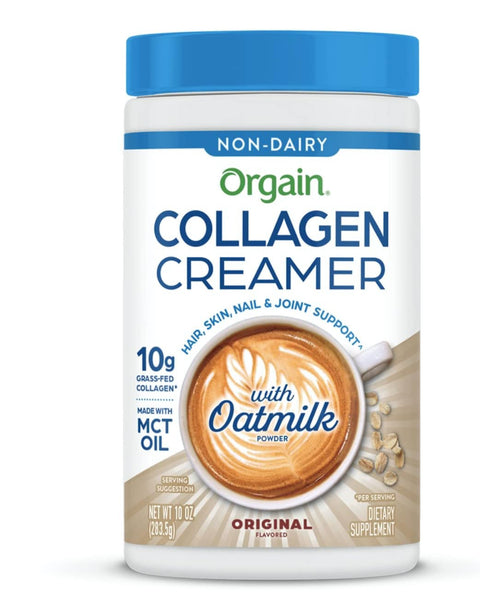 RCI Amazon Grocery - Orgain Collagen Coffee Creamer, 10g Grass Fed Hydrolyzed Collagen Peptides, Original - With Organic Oat Milk Powder, Coconut Oil, MCT Oil, Avocado Oil, Hair, Skin, Nail, & Joint Support - 10oz