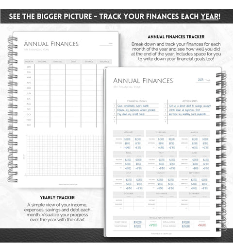 Budget Planner & Monthly Bill Organizer | Finance Budget Planner, Financial Savings, Debt, Income, Expenses, Spending & Bill Trackers - A5