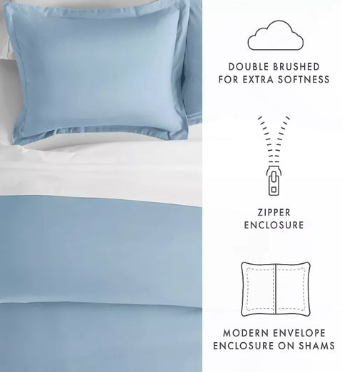 Mandarin Home Collection 100% Bamboo Duvet Cover - Sky Blue - Queen