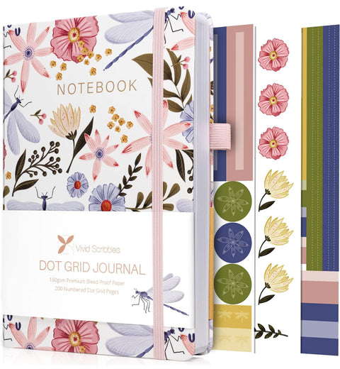 Dotted Journal – 160gsm No Bleed Thick White Paper – 200 Numbered Dot Grid Pages – a5 Bullet Dotted Notebooks Includes a Gift Box and Journal Stickers