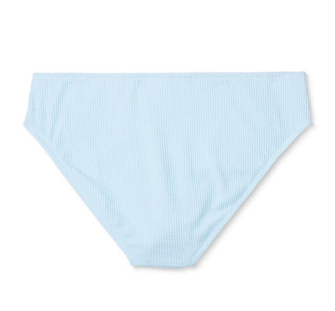 Women's Pucker Textured Mid Waist High Leg Cheeky Bikini Bottom - Wild Fable™ Light Blue 2X