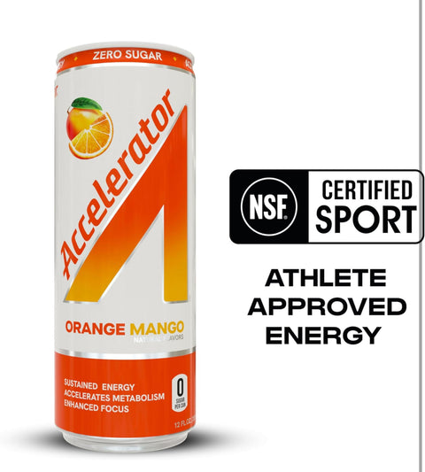 Accelerator Orange Mango Energy Drink, 12 fl oz can (Pack of 12)