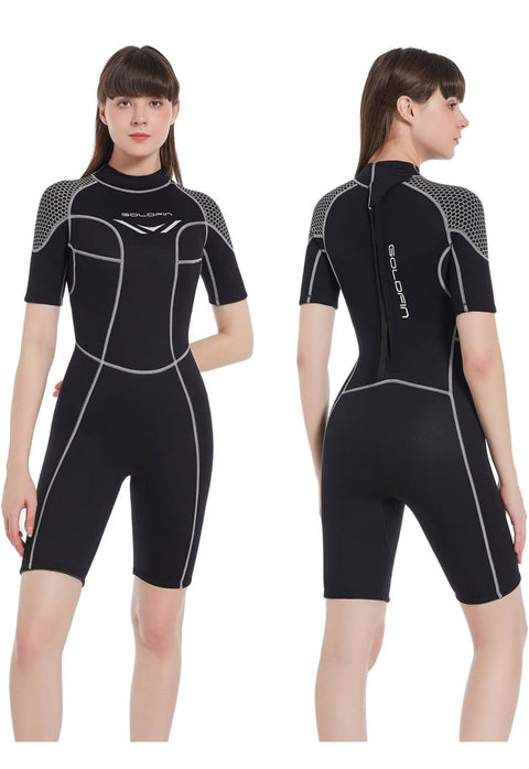 Wetsuit Shorty Women Men, 3mm Neoprene Diving Thermal Suit for Surfing Diving Swimsuits Back Zip for Water Sports - Size XS