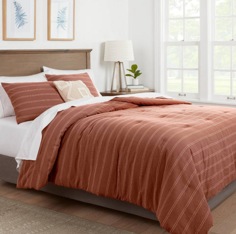 King Simple Woven Stripe Comforter & Sham Set Cognac - Threshold