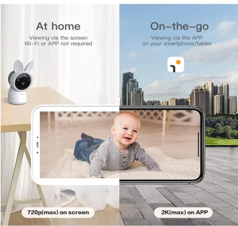 ARENTI Split-Screen Video Baby Monitor, Audio Monitor with Two 2K UHD WiFi Cameras