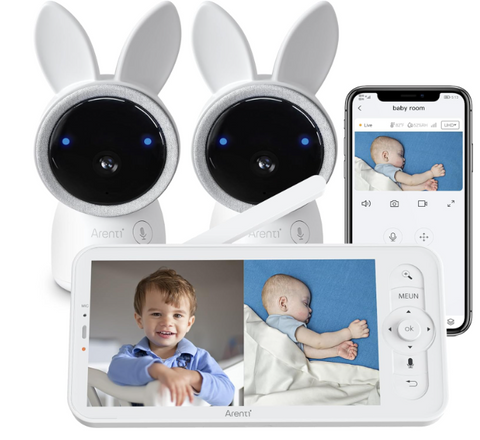 ARENTI Split-Screen Video Baby Monitor, Audio Monitor with Two 2K UHD WiFi Cameras