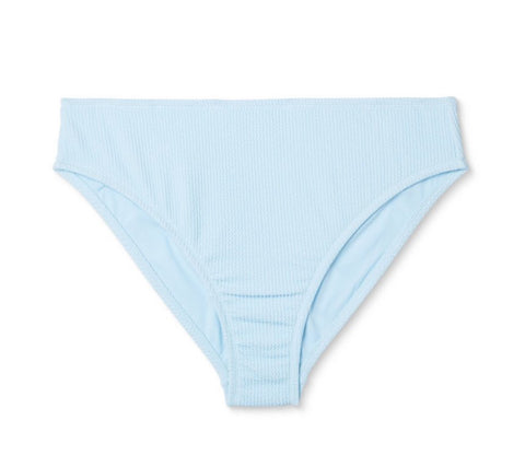 Women's Pucker Textured Mid Waist High Leg Cheeky Bikini Bottom - Wild Fable™ Light Blue 2X