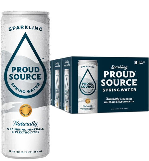 Proud Source Sparkling Spring Water, Natural Minerals + Light Bubbles, Infinitely Recyclable Aluminum, BPA-Free (24 pack 12 oz Cans)