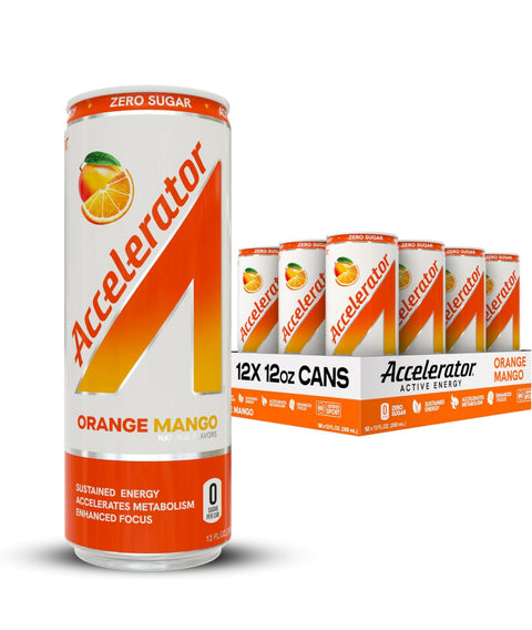 Accelerator Orange Mango Energy Drink, 12 fl oz can (Pack of 12)