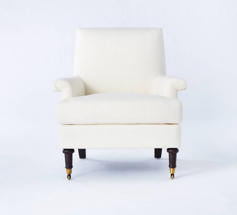 Mercer Rolled Upholstered Arm Chair with Casters Cream - Threshold designed with Studio McGee