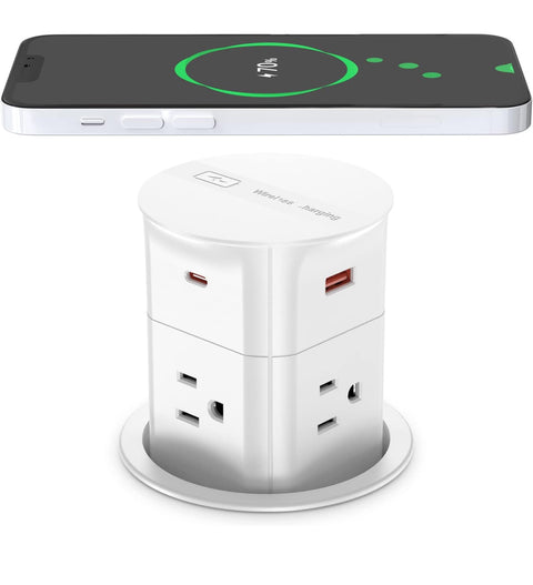 ANNQUAN 3.15" Pop Up Countertop Outlet with 15W Wireless Charger