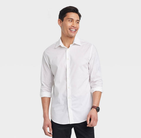 Men's Performance Dress Standard Fit Long Sleeve Button-Down Shirt - Goodfellow & Co™ White - Small