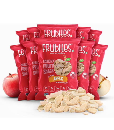 RCI Amazon Grocery - Frubites Freeze Dried Apple, Crunchy Fruit Snacks, No Sugar |No Preservatives|Gluten-free, Vegan and Non-GMO - 0.54oz,10 Packs