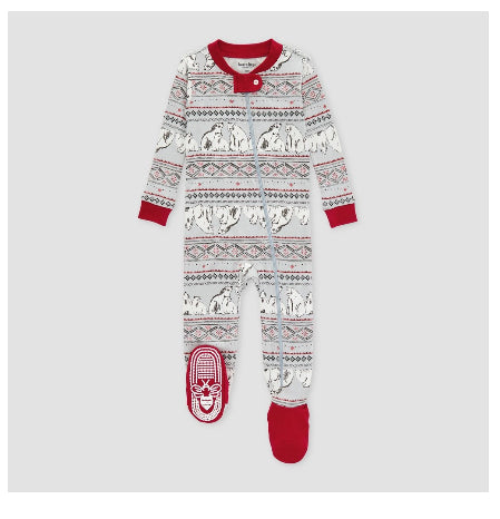 Burt's Bees Baby® Baby Organic Cotton Snug Fit Polar Bear Fair Isle Footed Pajama - Light Gray multiple sizes