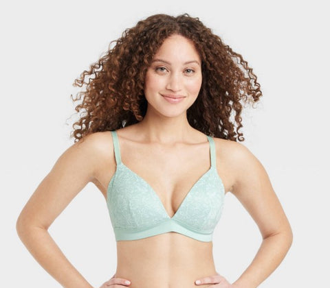 Women's Lace Wirefree Plunge Bra - Auden™ Green