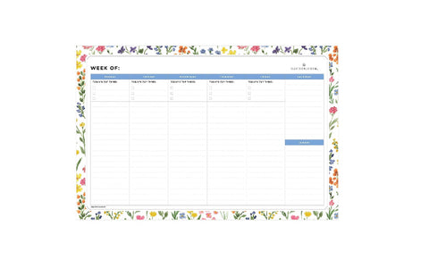 Day Designer 2023-24 Academic Planning Desk Pad Monthly 15"x10" Glued Flower Field White