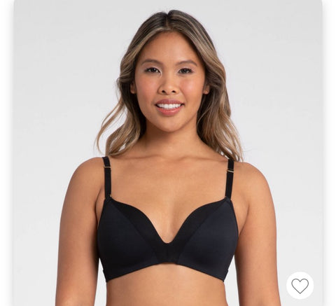 All.You. LIVELY Women's All Day Deep V No Wire Bra - Jet Black