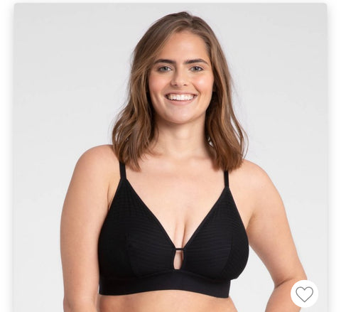 All.You. LIVELY Women's Busty Stripe Mesh Bralette - Jet Black