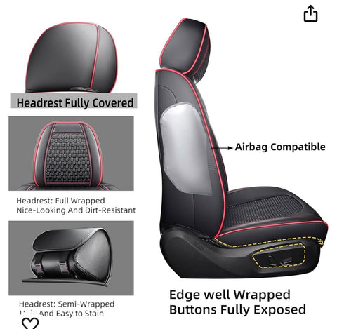 hikeaglauto Car Seat Covers Full Set, Faux Leather Seat Covers