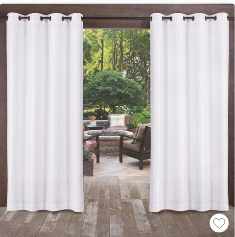 Set of 2 (108"x54") Biscayne Indoor/Outdoor Two-Tone Textured Grommet Top Window Curtain Panel White - Exclusive Home