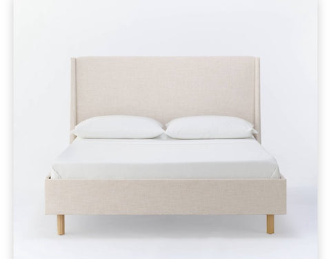 King Encino Fully Upholstered Platform Bed Cream Linen - Threshold™ designed with Studio McGee