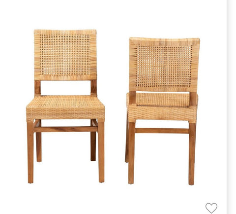 2pc Lesia Rattan and Wood Dining Chair Set Natural/Walnut - bali & pari: Mango Frame, No
Assembly Required