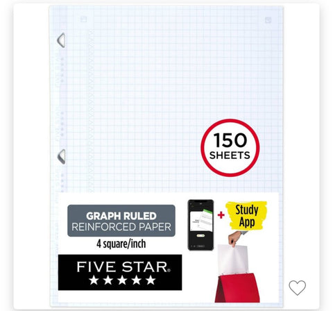 Five Star 150ct Graph Ruled Filler
Paper Reinforced