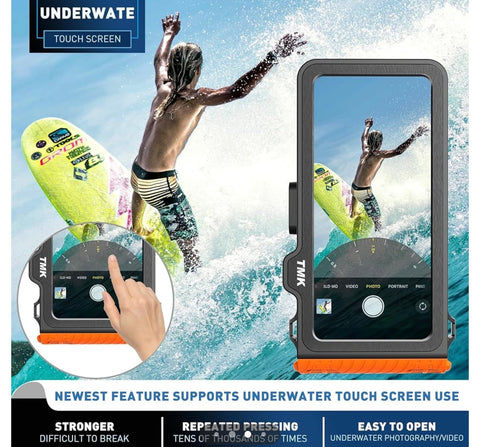 Waterproof Phone Case, Outdoor Diving Snorkeling Swimming

Surfing Cover, Underwater Touch Screen Housing for iPhone 15 Pro

Max Samsung S24 Ultra No More Than 6.9 Inch (Black Orange, 4TH
GEN)