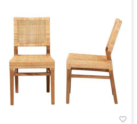 2pc Lesia Rattan and Wood Dining Chair Set Natural/Walnut - bali & pari: Mango Frame, No
Assembly Required