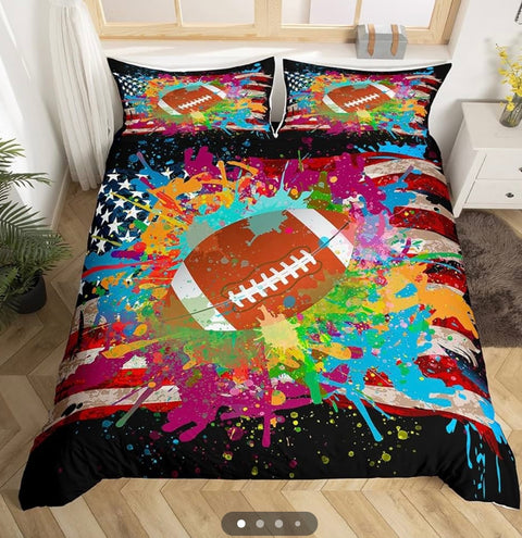 Feelyou American Football Duvet Cover Watercolor Sports Theme Paint Football Bedding Set Rugby Sports Comforter Cover Soccer
Ball Game Bedspread Cover Queen Size with 2 Pillow Case