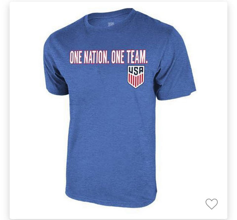 United States Soccer Federation USA Adult Short Sleeve Slogan T-Shirt - Blue