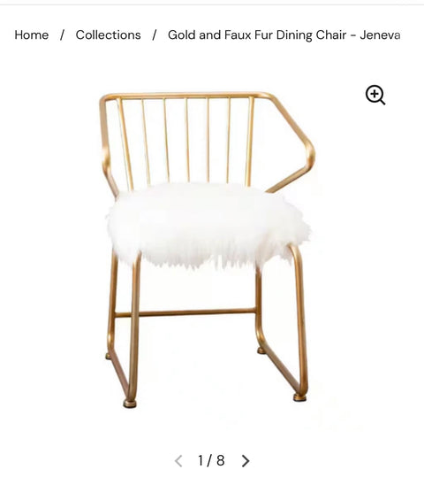 Gold and Faux Fur
Dining Chair - Jeneva